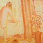 Karolina Jablońska. <em>Looking out the Window (yellow)</em>, 2021. Oil on canvas, 74 3/4 x 66 7/8 inches (190 x 170 cm)