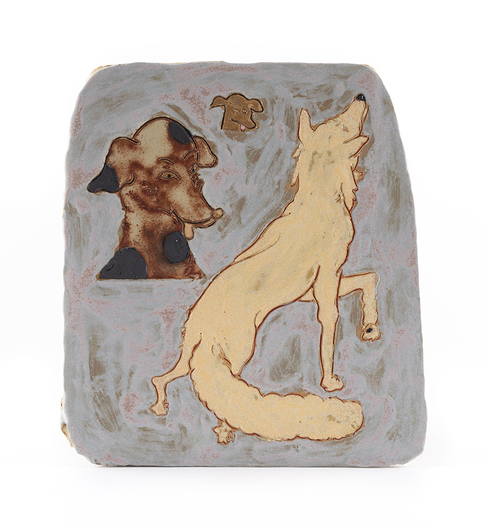 Kevin McNamee-Tweed. <em>Canine Trajectory from Wild to Well</em>, 2020. Glazed ceramic, 8 1/2 x 7 1/2 inches (21.6 x 19.1 cm)