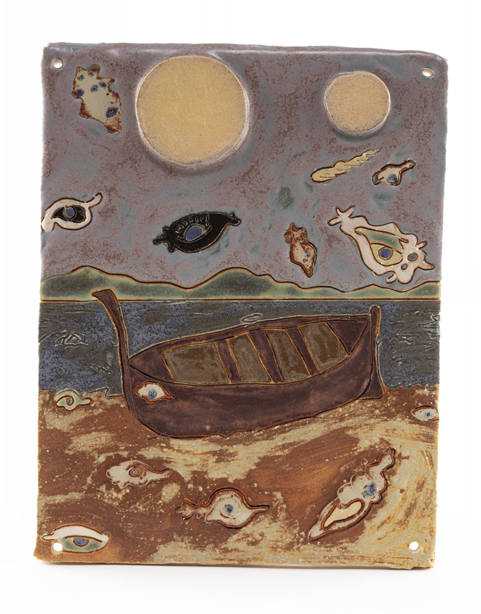 Kevin McNamee-Tweed. <em>Shelleyes (Verve Boat)</em>, 2021. Glazed ceramic, 8 1/2 x 6 5/8 inches  (21.6 x 16.8 cm)