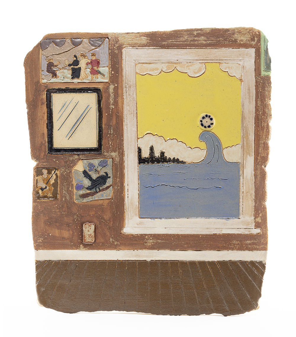 Kevin McNamee-Tweed. <em>Window Scene</em>, 2021. Glazed ceramic, 10 1/4 x 8 3/4 inches (26 x 22.2 cm)