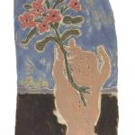 Kevin McNamee-Tweed. <em>Hand with Flowers</em>, 2021. Glazed ceramic, 6 1/2 x 4 inches (16.5 x 10.2 cm)