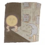 Kevin McNamee-Tweed. <em>Sun Meets Moon On Street Corner</em>, 2021. Glazed ceramic, 9 1/2 x 8 1/2 inches (24.1 x 21.6 cm)