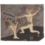 Kevin McNamee-Tweed. <em>Figure and Tree</em>, 2021. Glazed ceramic, 5 1/8 x 6 1/8 inches (13 x 15.6 cm)