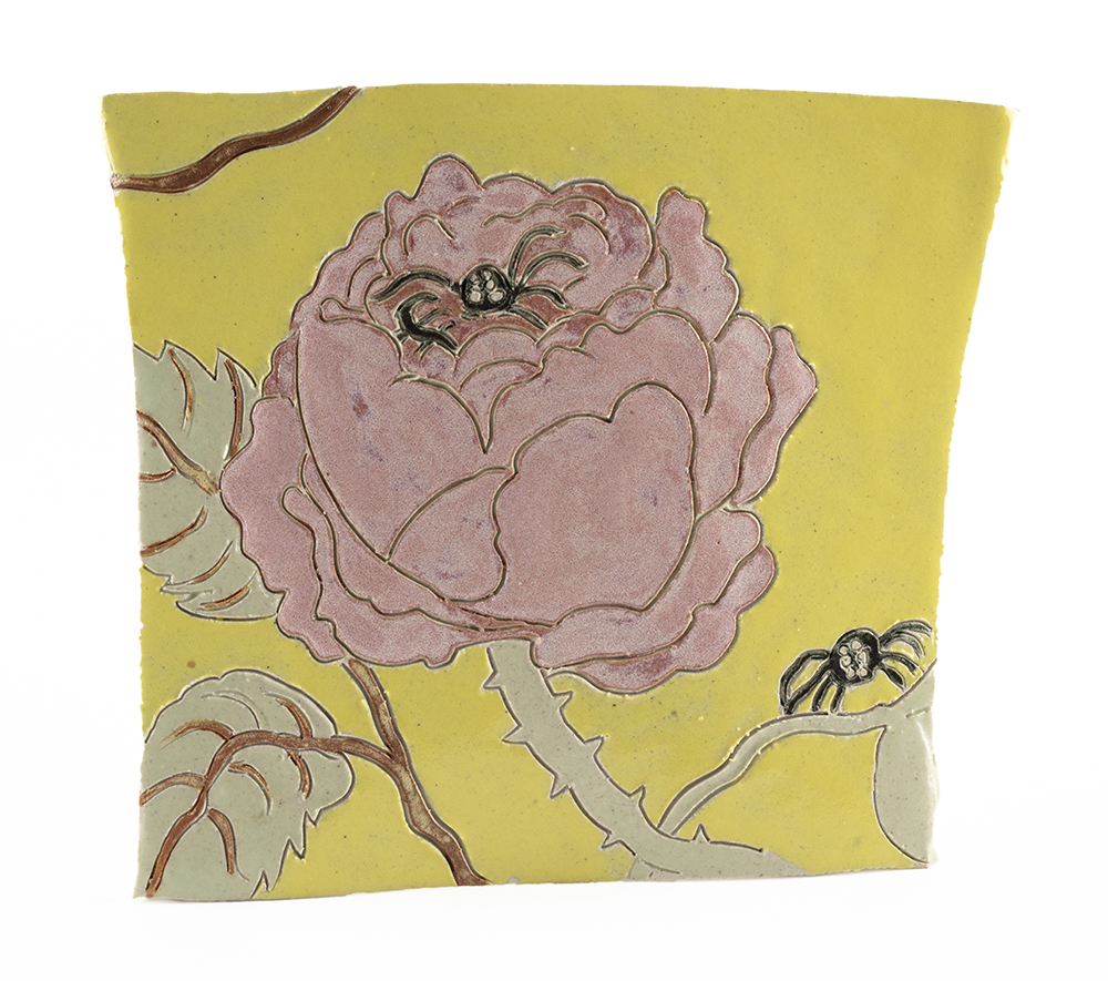 Kevin McNamee-Tweed. <em>Spiders (Rose)</em>, 2021. Glazed ceramic, 5 3/4 x 6 3/4 inches (14.6 x 17.1 cm)