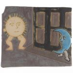 Kevin McNamee-Tweed. <em>Sun Meeting Moon on Street Corner</em>, 2021. Glazed ceramic, 5 1/4 x 6 1/4 inches (13.3 x 15.9 cm)