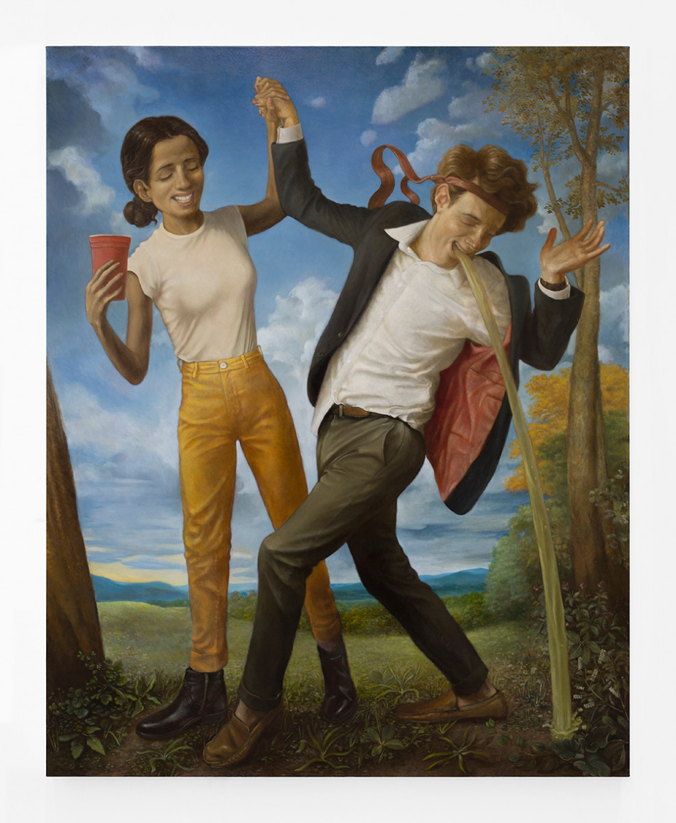 Pablo Barba. <em>Keep  Dancing Stupid</em>, 2021. Oil on canvas, 60 x 48 inches (152.4 x 121.9 cm)