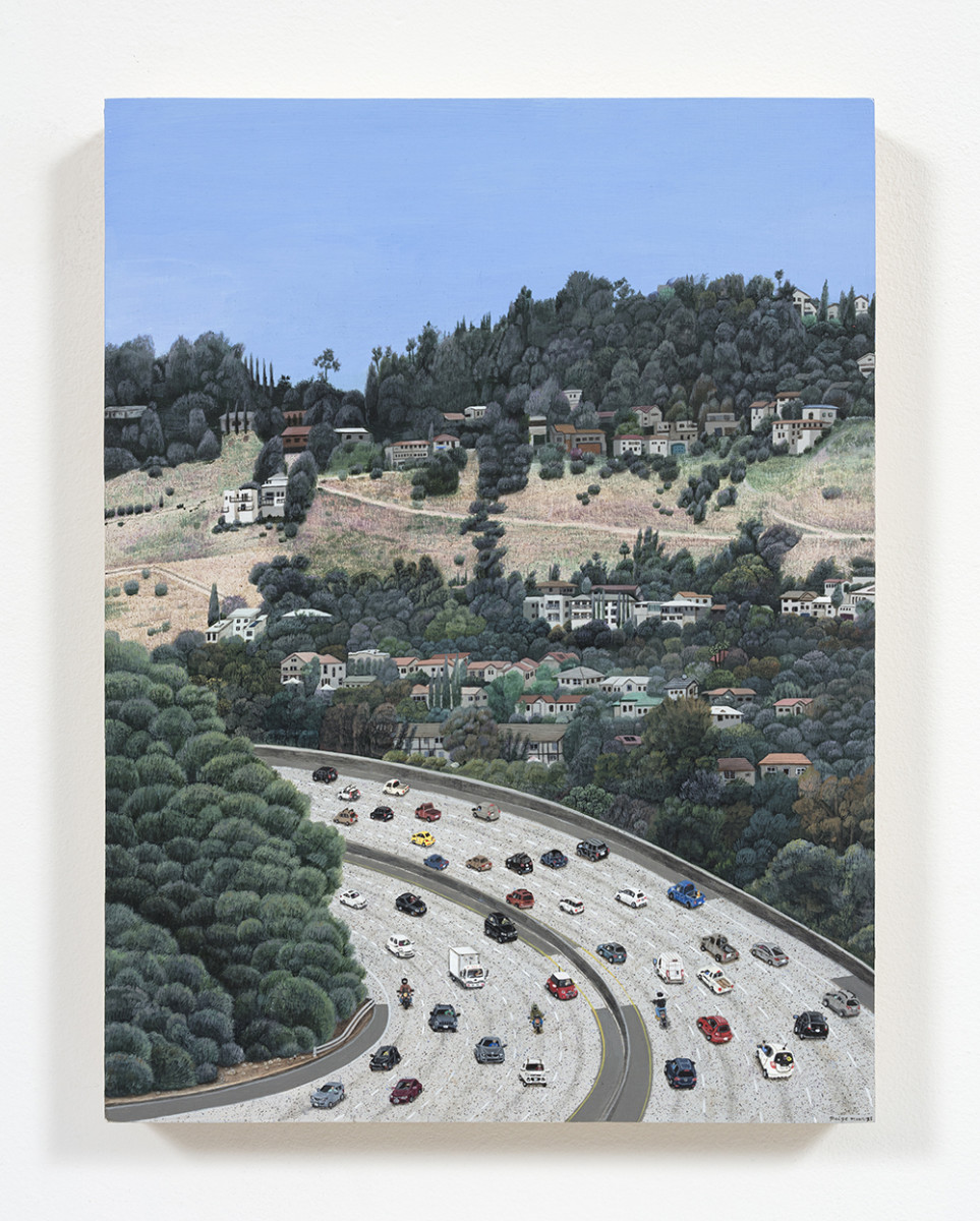 Paige Jiyoung Moon. <em>Towards LA</em>, 2021. Acrylic on panel, 16 x 12 inches (40.6 x 30.5 cm)