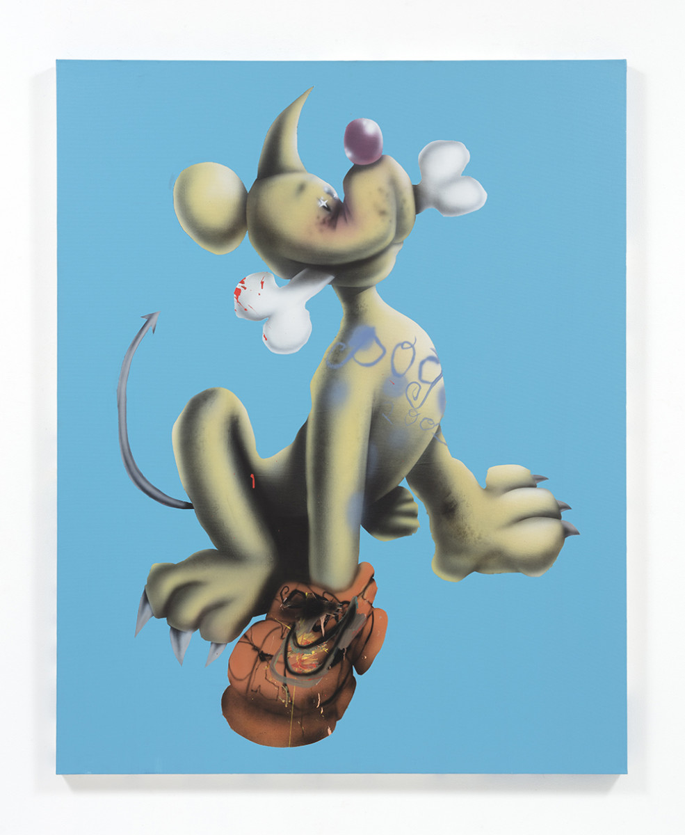 Zachary Ochoa. <em>ALL DOGS GO TO HEAVEN</em>, 2021. Acrylic on canvas, 60 x 48 inches (152.4 x 121.9 cm)