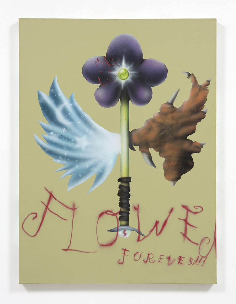 Zachary Ochoa. <em>FLOWER FOREVER</em>, 2021. Acrylic on canvas, 48 x 32 inches (121.9 x 81.3 cm)