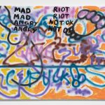 Brittany Tucker. <em>Honesty Painting</em>, 2021. Acrylic and spray paint on canvas, 63 x 83 inches (160 x 210.8 cm)