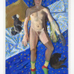 Linus Borgo. <em>Bed of Stars: Self portrait with Elsina and Zip</em>, 2021. Oil on canvas, 68 x 46 inches (172.7 x 116.8 cm) thumbnail