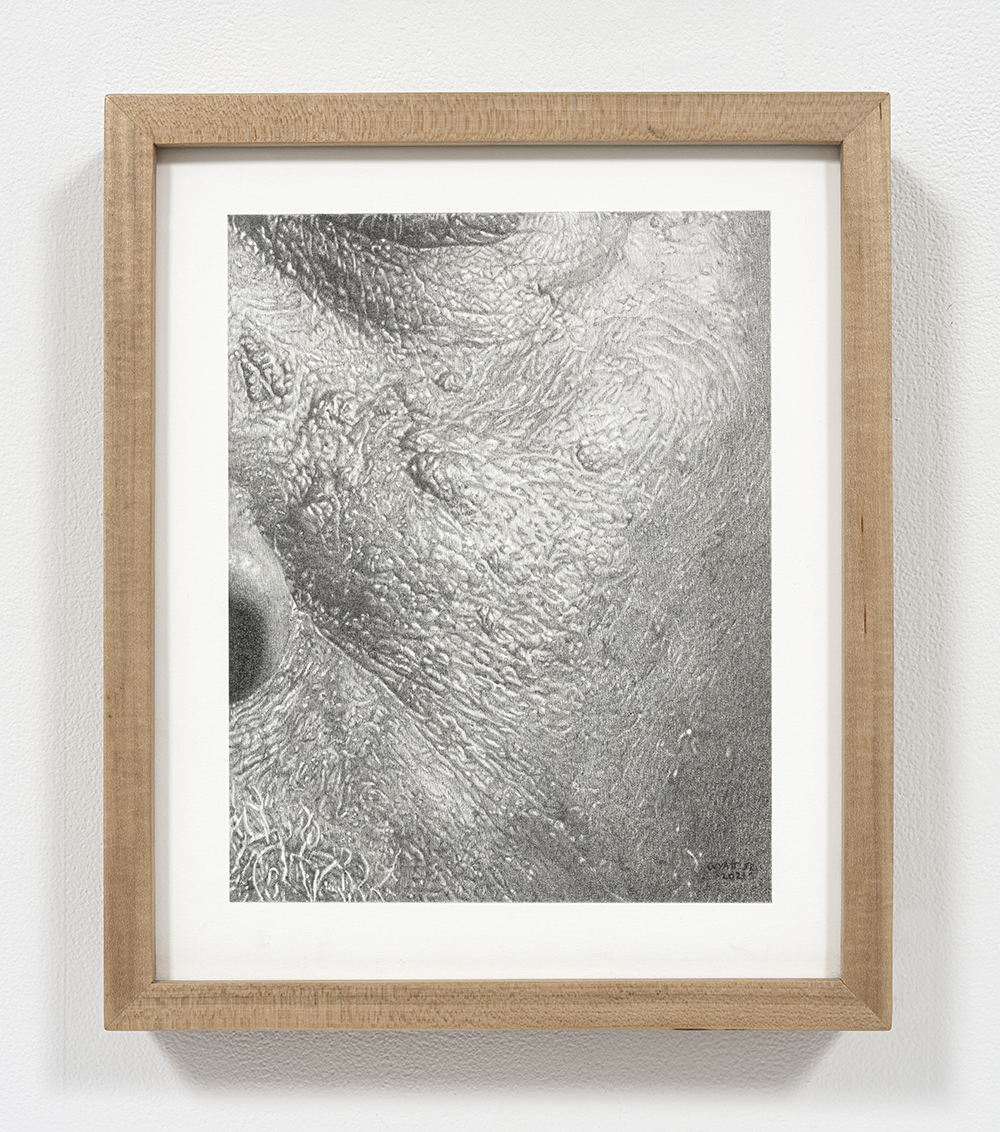 Richard Wyatt Jr. <em>Self Portrait #1</em>, 2021. Pencil on paper, 10 3/8 x 8 1/4 inches (26.4 x 21 cm), 14 1/4 x 11 3/4 inches (36.2 x 29.8 cm) Framed