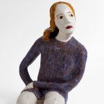 Jenni Hiltunen. <em>Girl on Knees</em>, 2021. Glazed stoneware, 20 1/8 x 15 x 11 7/8 inches (51.1 x 38.1 x 30.2 cm)