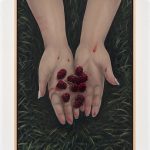 Natalia Gonzalez Martin. <em>The Thorn and It’s Fruit / La Espina y Su Fruto</em>, 2021. Oil on panel, 16 1/2 x 11 3/4 inches (41.9 x 29.8 cm) 17 1/4 x 12 1/2 inches (43.8 x 31.8 cm) Framed