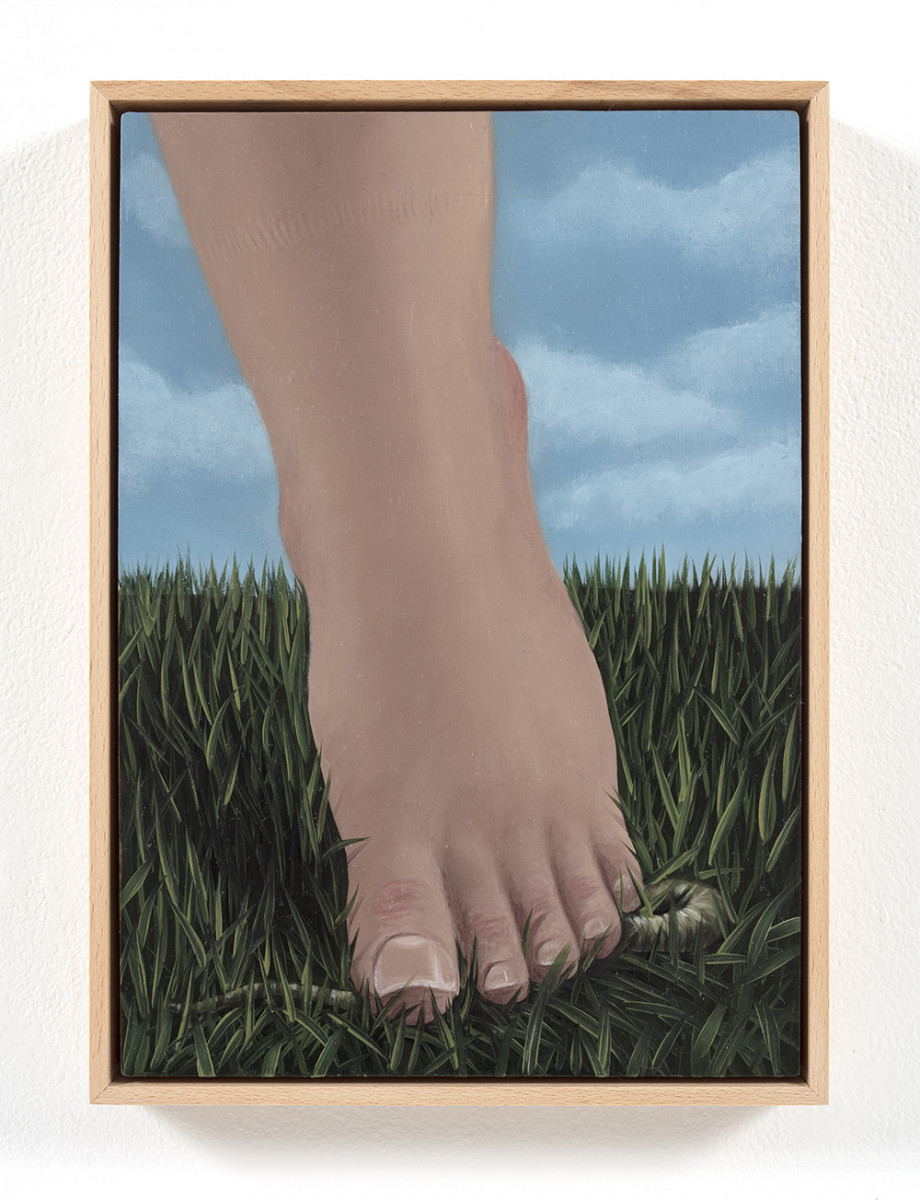 Natalia Gonzalez Martin. <em>Succumbence / Sucumbición</em>, 2020. Oil on panel, 11 3/4 x 8 1/4 inches (29.8 x 21 cm) 12 1/4 x 9 inches (31.1 x 22.9 cm) Framed