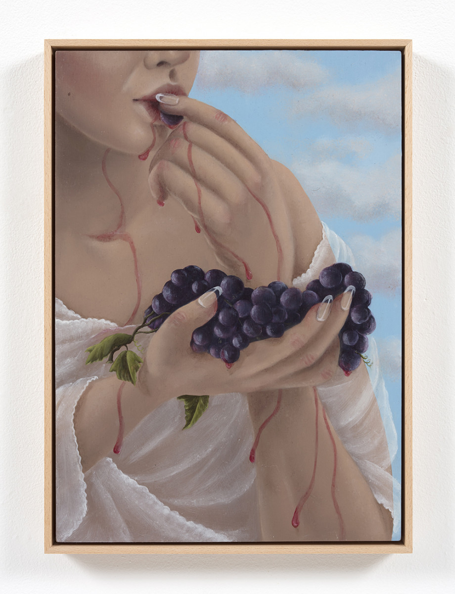Natalia Gonzalez Martin. <em>Only What's Necessary / Solo Las Que Hagan Falta</em>, 2021. Oil on panel, 16 1/2 x 11 3/4 inches (41.9 x 29.8 cm) 17 1/4 x 12 1/2 inches  (43.8 x 31.8 cm) Framed