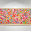 Camilo Restrepo. <em>A Land Reform 17</em>, 2019. Ink, water-soluble wax pastel, tape, stickers, newspaper clippings, glue and saliva on paper, 46 3/4 x 115 3/4 inches (118.7 x 294 cm) Framed thumbnail