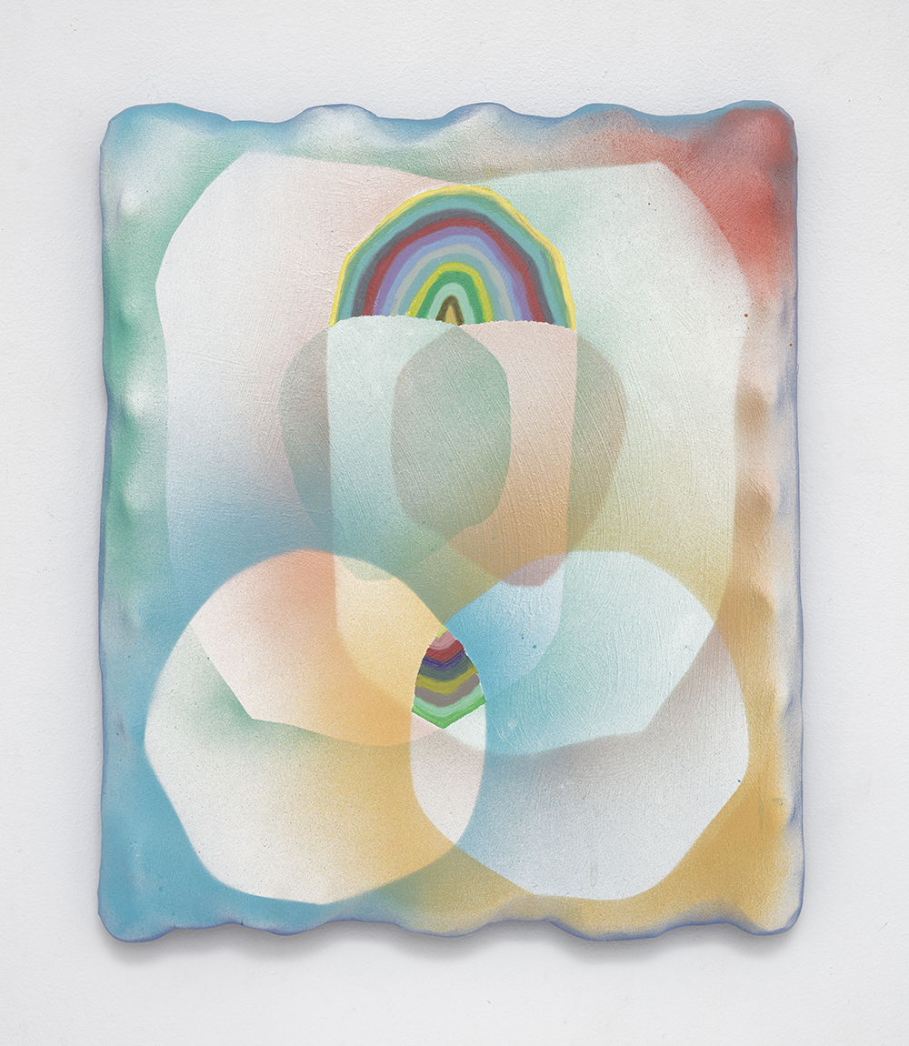 Claire Whitehurst. <em>exchange of breath inside a kiss</em>, 2022. Oil and spray paint on linen, 20 x 16 inches  (50.8 x 40.6 cm)