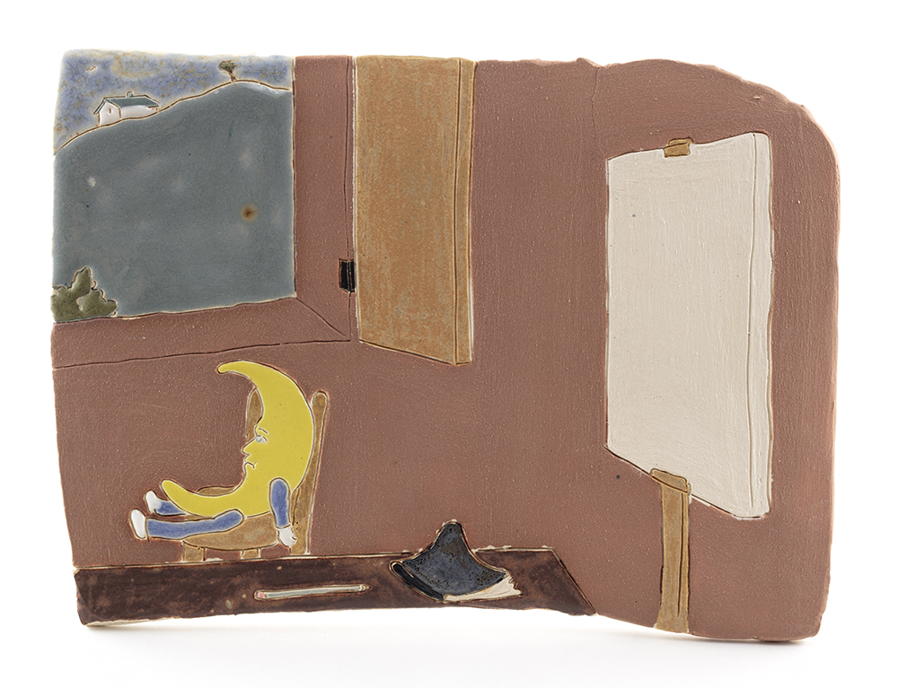 Kevin McNamee-Tweed. <em>Moon in the Studio</em>, 2022. Glazed ceramic, 6 x 8 1/4 inches (15.2 x 21 cm)