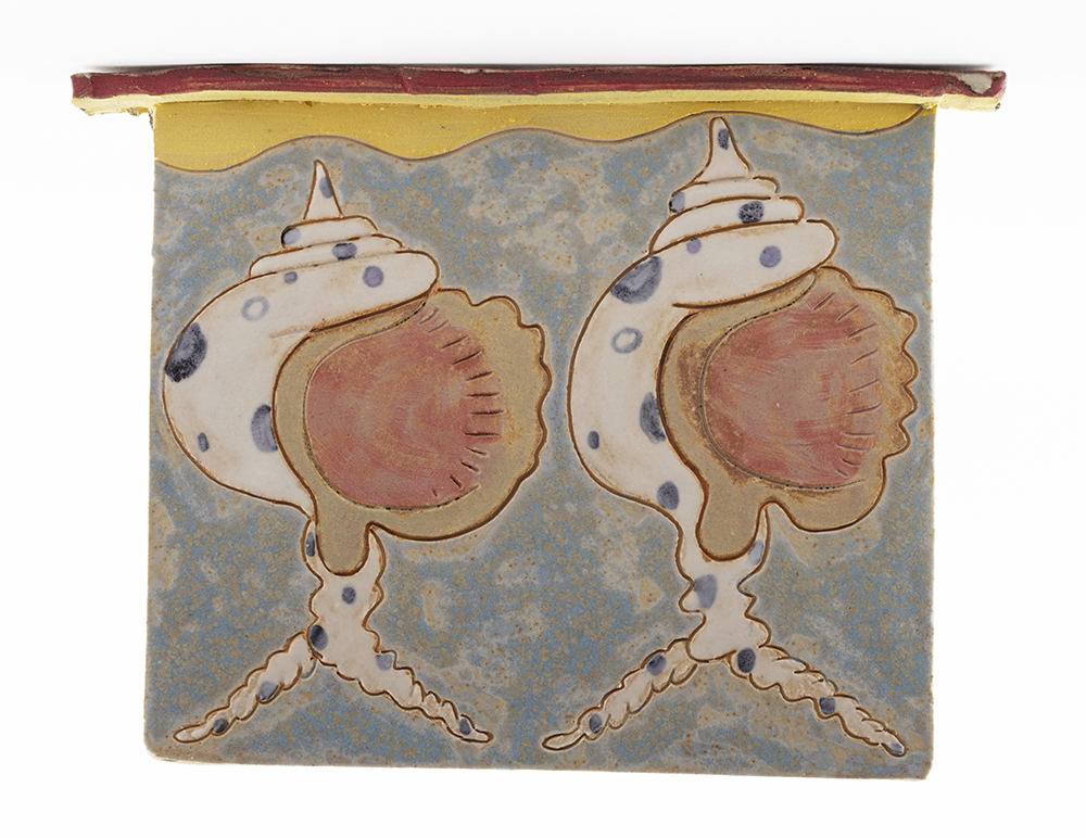 Kevin McNamee-Tweed. <em>Sea Shells Striding</em>, 2022. Glazed ceramic, 5 3/4 x 7 3/4 inches (14.6 x 19.7 cm)