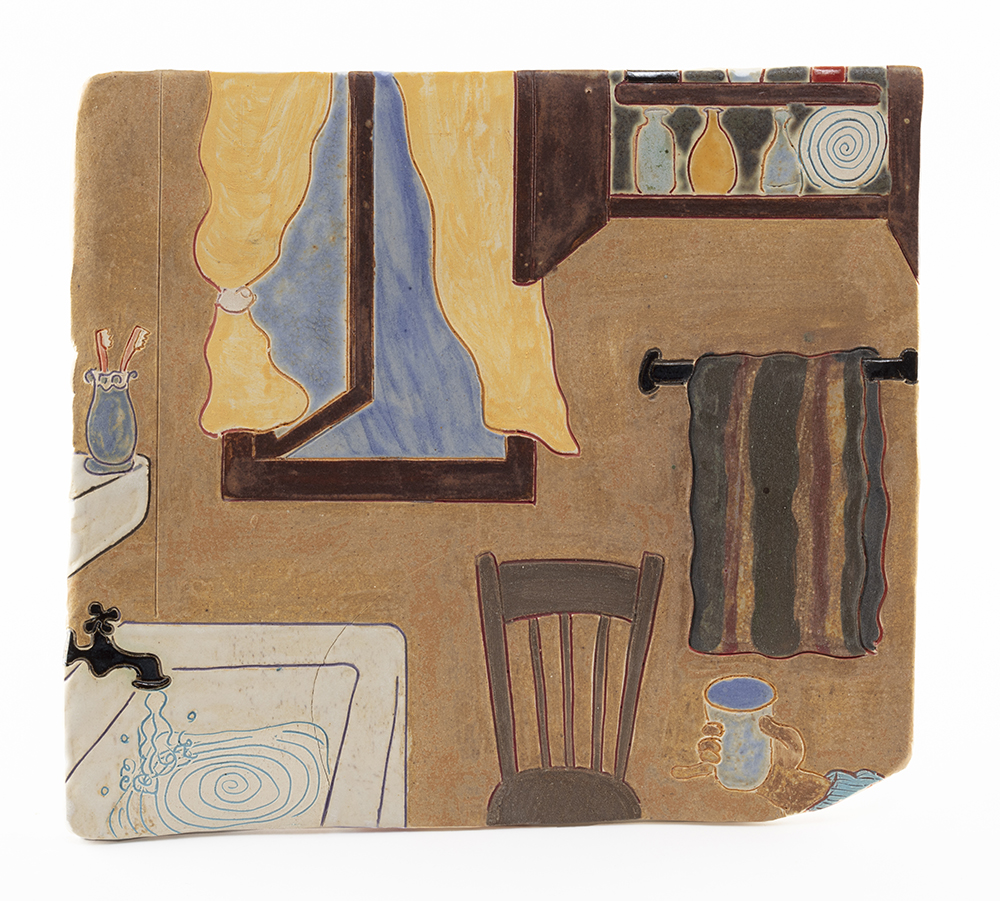 Kevin McNamee-Tweed. <em>Bathroom</em>, 2022. Glazed ceramic, 8 3/4 x 9 1/2 inches (22.2 x 24.1 cm)