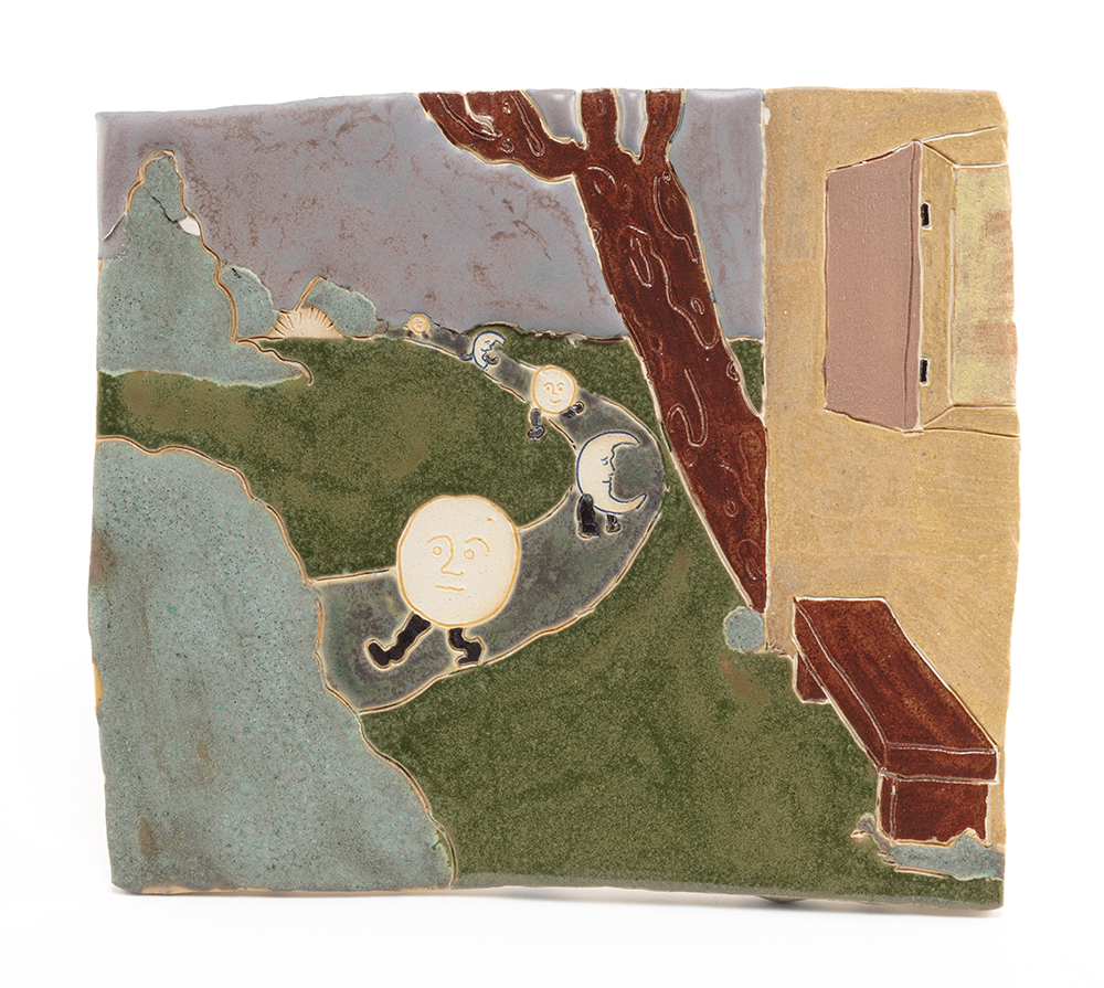 Kevin McNamee-Tweed. <em>Suns and Moons Parading</em>, 2022. Glazed ceramic, 7 x 8 inches (17.8 x 20.3 cm)