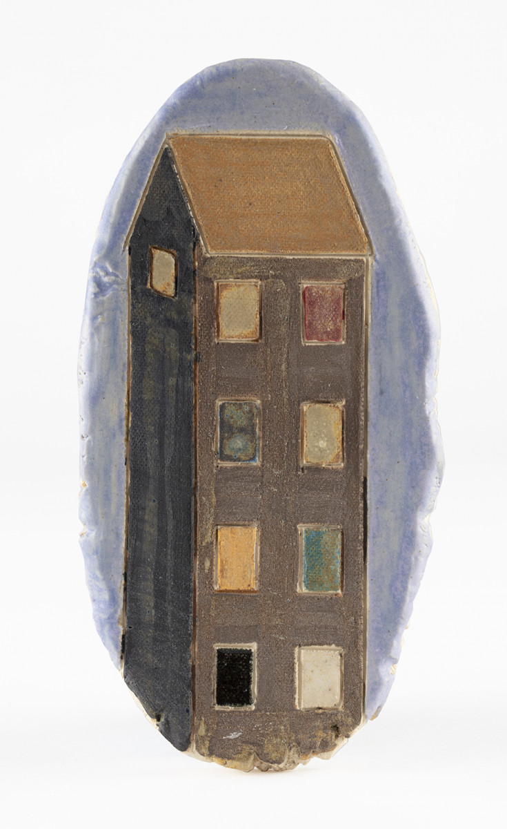 Kevin McNamee-Tweed. <em>Stories (Tall House)</em>, 2022. Glazed ceramic, 5 1/4 x 2 3/4 inches (13.3 x 7 cm)