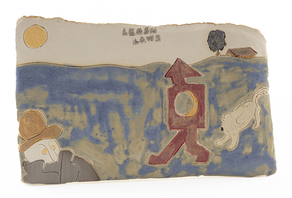 Kevin McNamee-Tweed. <em>Leash Laws</em>, 2022. Glazed ceramic, 4 x 6 inches (10.2 x 15.2 cm)