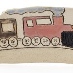 Kevin McNamee-Tweed. <em>Train</em>, 2022. Glazed ceramic, 2 1/2 x 5 inches (6.4 x 12.7 cm)