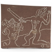 Kevin McNamee-Tweed. <em>Figure with Sword Taking Fruits from Tree</em>, 2022. Glazed ceramic, 4 3/4 x 5 1/4 inches (12.1 x 13.3 cm) thumbnail