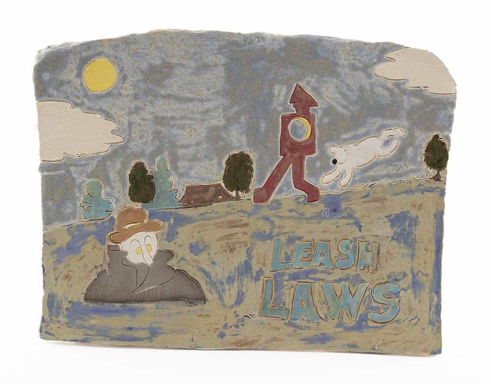 Kevin McNamee-Tweed. <em>Leash Laws</em>, 2022. Glazed ceramic, 8 1/4 x 11 inches (21 x 27.9 cm)