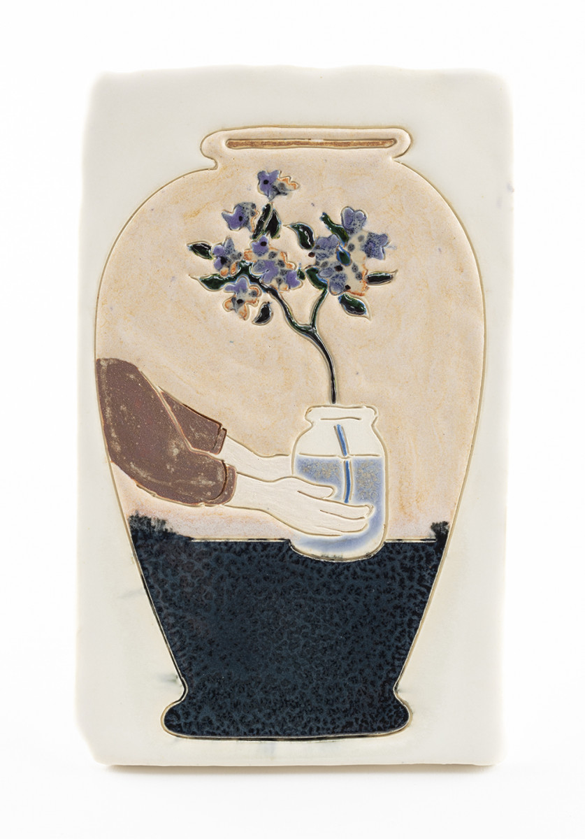 Kevin McNamee-Tweed. <em>Vase (Flowers in Jar)</em>, 2022. Glazed ceramic, 7 x 4 1/4 inches (17.8 x 10.8 cm)