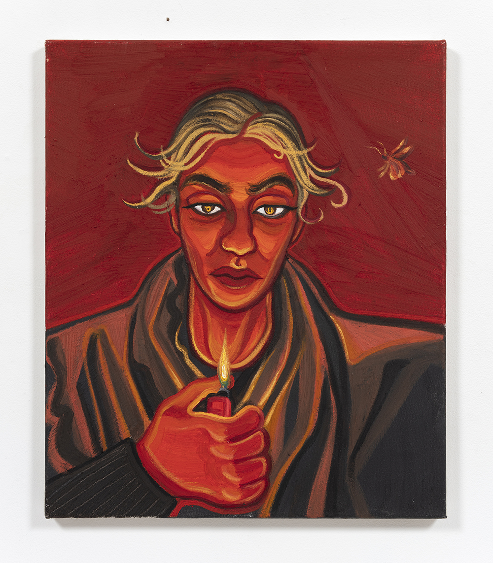 Ania Hobson. <em>Lady and the Moth</em>, 2021. Oil on canvas, 23 5/8 x 19 5/8 inches (60 x 50 cm)