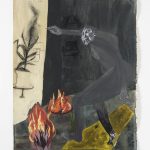 Shadi Al-Atallah. <em>Fears of roller coasters and pools</em>, 2022. Acrylic, oil pastel, charcoal and pencil on canvas, 72 x 49 1/4 inches (183 x 125 cm)