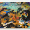 Bianca Fields. <em>I told you, you wasn't gone b in the mood</em>, 2022. Acrylic, oil and spray paint on yupo paper mounted on panel, 48 x 72 inches (121.9 x 182.9 cm) thumbnail