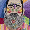 Chiachio & Giannone. <em>Retrato con rosas</em>, 2022. Hand embroidery with cotton threads, patchwork and quilt on fabric, 59 7/8 x 58 5/8 inches (152 x 149 cm) Detail thumbnail