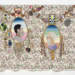 Chiachio & Giannone. <em>Conversación sobre arte</em>, 2022. Hand embroidery with cotton threads and Toile de Jouy fabric on quilt, 64 5/8 x 78 3/4 inches (164 x 200 cm) thumbnail