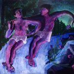 Bradley McCrary. <em>Dancers in the stream</em>, 2022. Acrylic on canvas, 42 x 48 inches (106.7 x 121.9 cm)