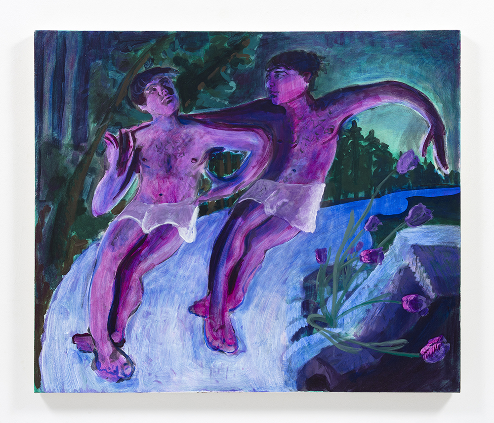 Bradley McCrary. <em>Dancers in the stream</em>, 2022. Acrylic on canvas, 42 x 48 inches (106.7 x 121.9 cm)