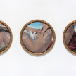Natalia Gonzalez Martin. <em>Leda and The Swan in 3 Acts (The Great Wings / The Broken Wall / Terrified Fingers)</em>, 2022. Oil on panel with artist frame, Dimensions variable, each work is 19 5/8 x 19 5/8 inches (50 x 50 cm), Dimensions variable, each framed work is 21 5/8 x 21 5/8 inches (55 x 55 cm) thumbnail