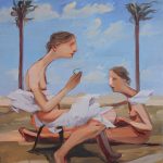 Luca Sára Rózsa. <em>Untitled (Bequeathing)</em>, 2022. Oil on canvas, 79 7/8 x 70 3/4 inches (203 x 179.8 cm)