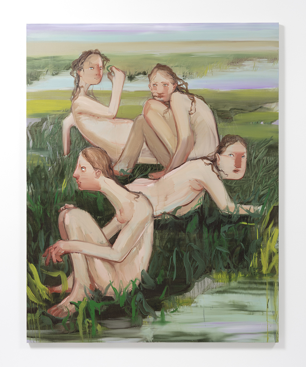 Luca Sára Rózsa. <em>Human herd</em>, 2022. Oil on canvas, 75 x 59 inches (190.5 x 150 cm)