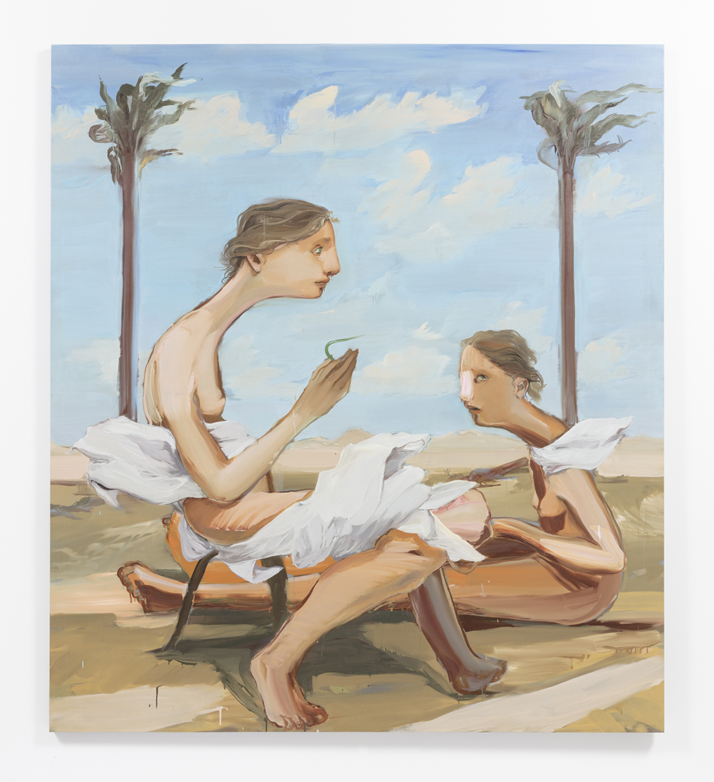 Luca Sára Rózsa. <em>Untitled (Bequeathing)</em>, 2022. Oil on canvas, 79 7/8 x 70 3/4 inches (203 x 179.8 cm)