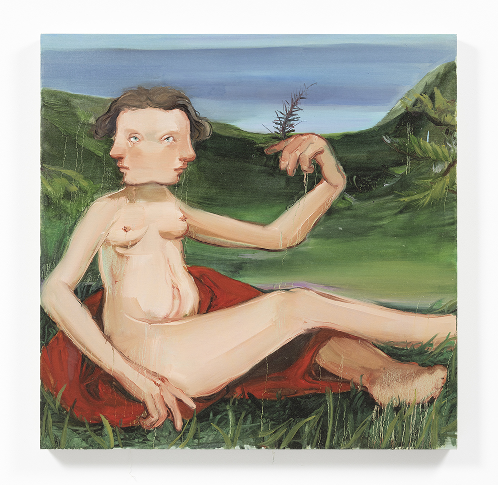 Luca Sára Rózsa. <em>Venus (The irresolvable contradiction between me and myself)</em>, 2022. Oil on canvas, 39 3/8 x 39 3/8 inches (100 x 100 cm)