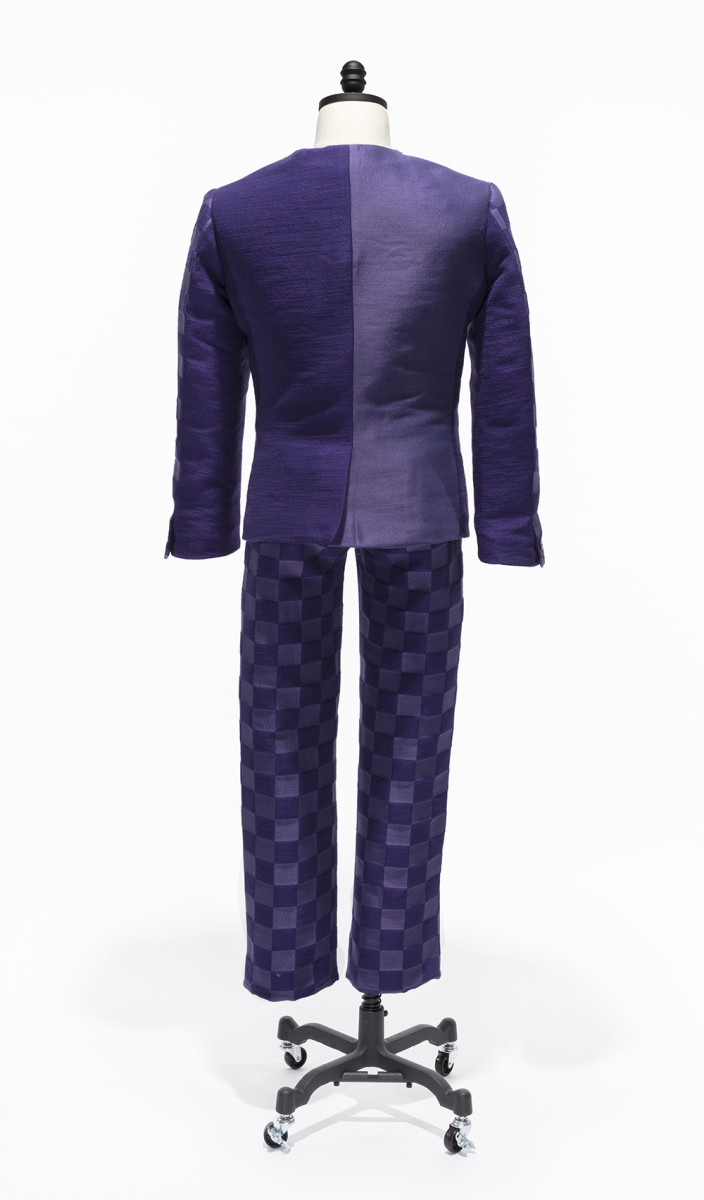 <em>Suit NO 1</em>, 2022. Jacquard woven wool and polyester, 55 1/2 x 30 x 9 inches (141 x 76.2 x 22.9 cm) Detail