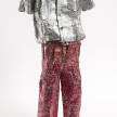 Dickens Otieno. <em>School Uniform (Untitled School)</em>, 2022. Shredded aluminum cans woven on galvanized steel mesh, 42 x 18 1/2 x 10 1/2 inches (106.7 x 47 x 26.7 cm) thumbnail
