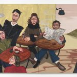 Ania Hobson. <em>Café</em>, 2022. Oil on canvas, 70 7/8 x 133 7/8 inches (180 x 340 cm)