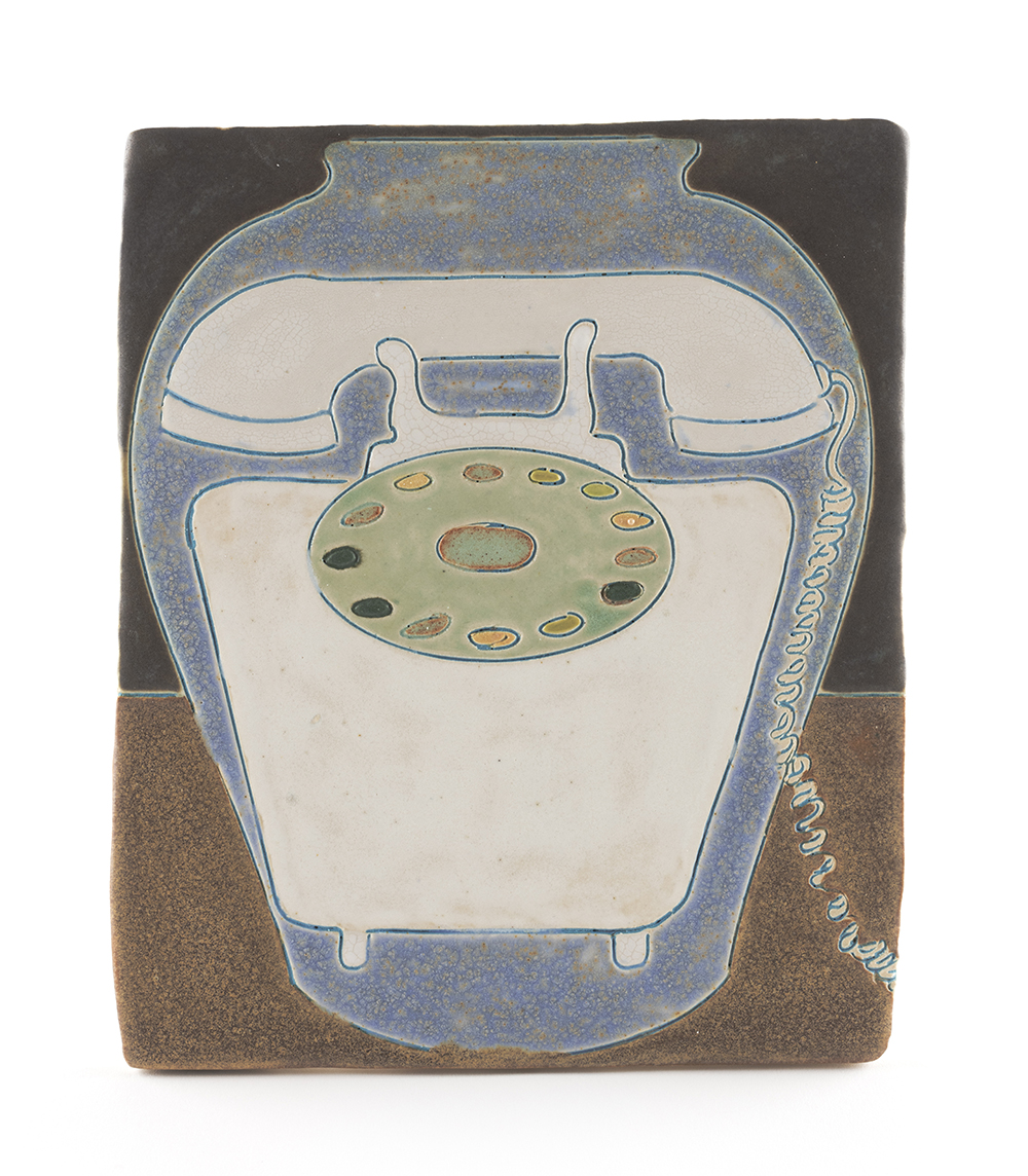 <em>Telephone (Pot)</em>, 2022. Glazed ceramic, 7 1/2 x 6 1/4 inches (19.1 x 15.9 cm)