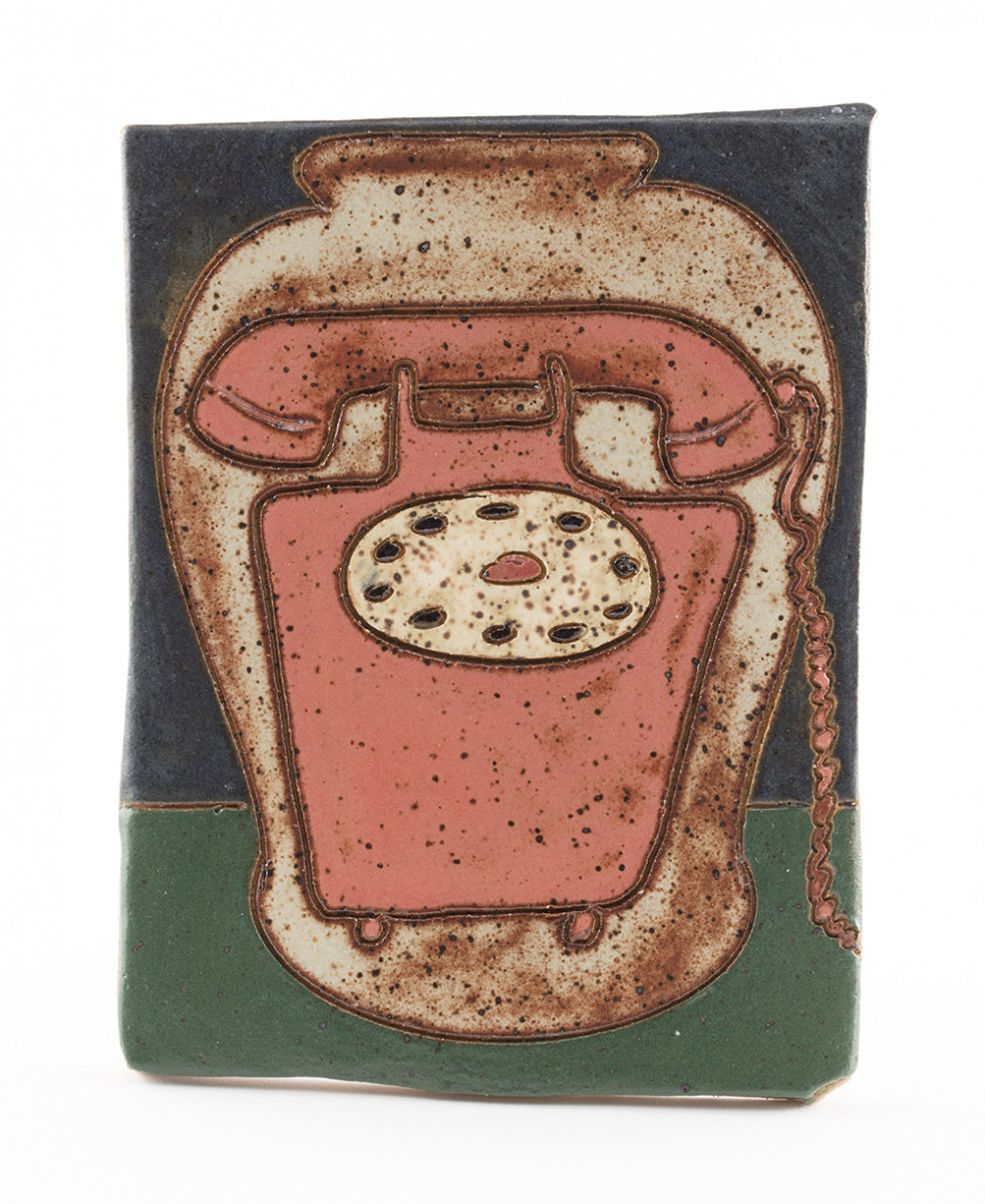<em>Telephone (Pot)</em>, 2022. Glazed ceramic, 5 3/4 x 3 1/4 inches (14.6 x 8.3 cm)