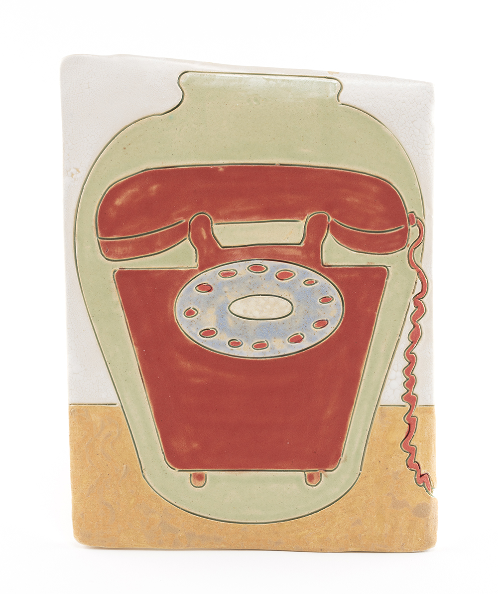 <em>Telephone (Pot)</em>, 2022. Glazed ceramic, 8 x 6 1/4 inches (20.3 x 15.9 cm)